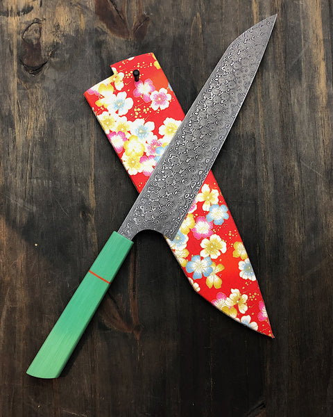 Handmade Chefs Knife with Aqua Composite Handle
