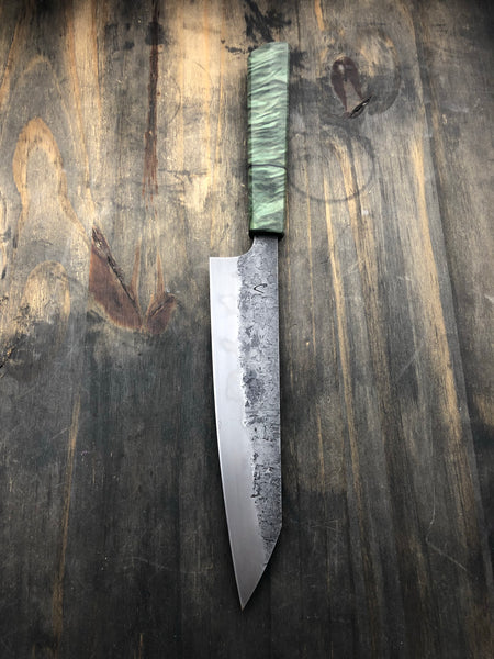 Handmade Chefs Knife with Quilted Maple Handle